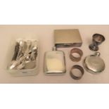 Two silver napkin rings and a quantity of miscellaneous silver and silver plated tea and coffee