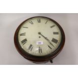 19th Century mahogany wall clock, the circular painted 12in convex dial with Roman numerals and