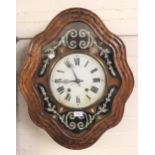 19th Century oeil de boeuf wall clock having mother of pearl inlaid decoration, the dial having
