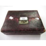 Leather jewellery box (at fault) containing a gilt metal anchor link chain with ball fob, various