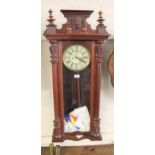 20th Century Vienna style mahogany cased wall clock with circular dial, having two train movement