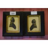 Group of five various 19th and 20th Century rectangular silhouette portrait miniatures, two with