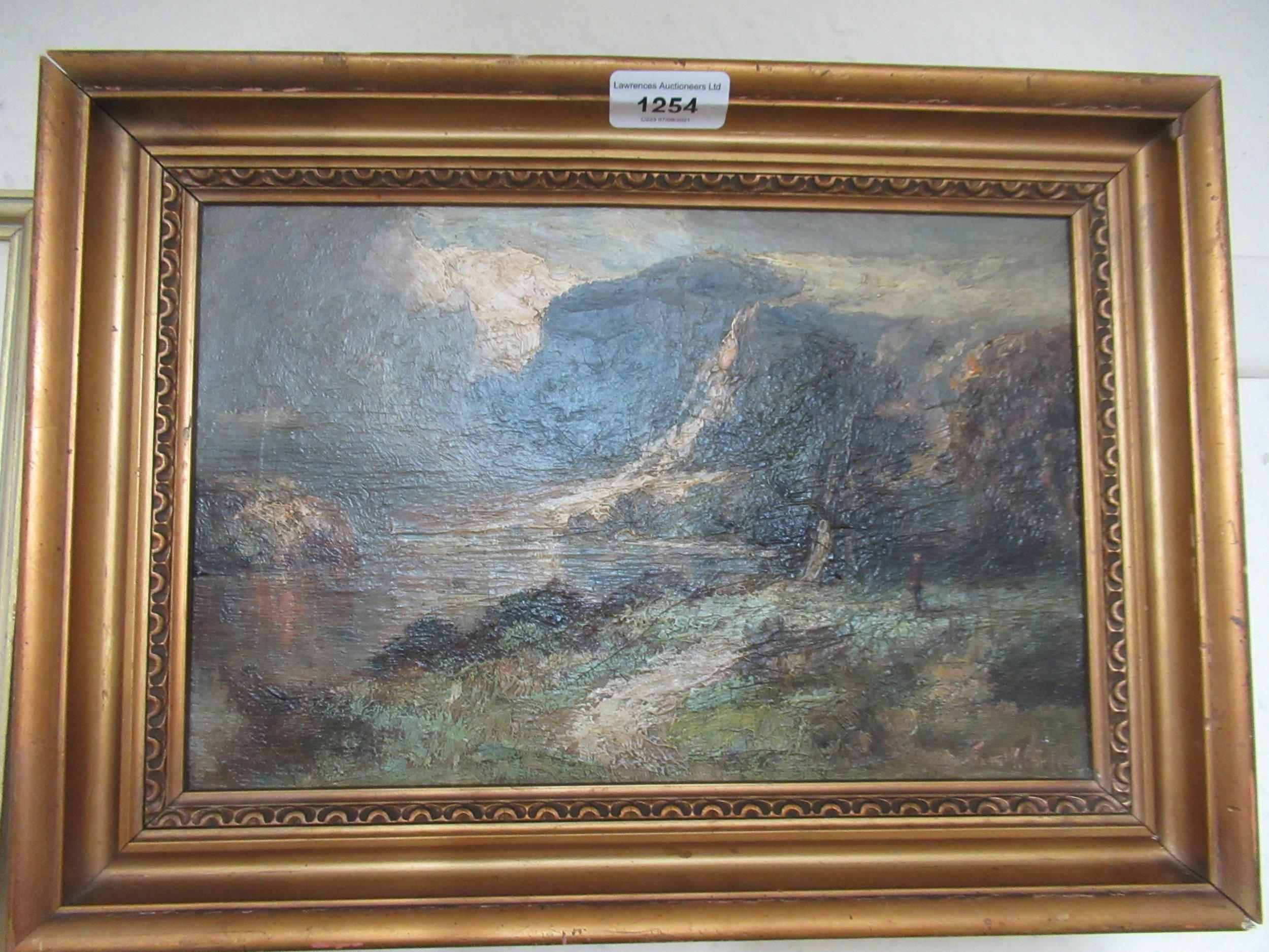 Frank T. Carter signed oil on canvas, figure in a lakeland landscape, also signed and inscribed