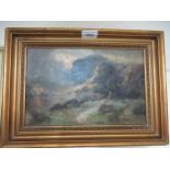 Frank T. Carter signed oil on canvas, figure in a lakeland landscape, also signed and inscribed
