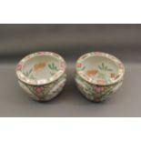 Pair of reproduction Chinese jardinieres, 8ins high
