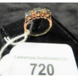 18ct Yellow gold ring set three sapphires and four small diamonds