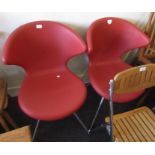 Martin Ballendat for Tonen, an Italian red butterfly back side chair on brushed steel supports,