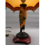 Modern cameo glass table lamp in the style of Galle, 10.5ins high excluding base and fittings