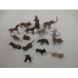 Collection of sixteen various miniature Austrian cold painted bronze and metal figures of animals