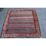 Small square Afghan rug with a Kelim centre panel and piled border, 4ft x 4ft 4ins approximately