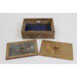 19th Century leather covered box having book tooled and embossed decoration of animals, the cover