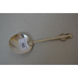 Liberty & Co. early 20th Century beaten silver spoon with stylised handle, Birmingham 1907 6.75ins