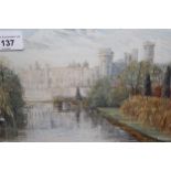 B. Swingler watercolour of Warwick Castle & The Thames, 6ins x 8ins