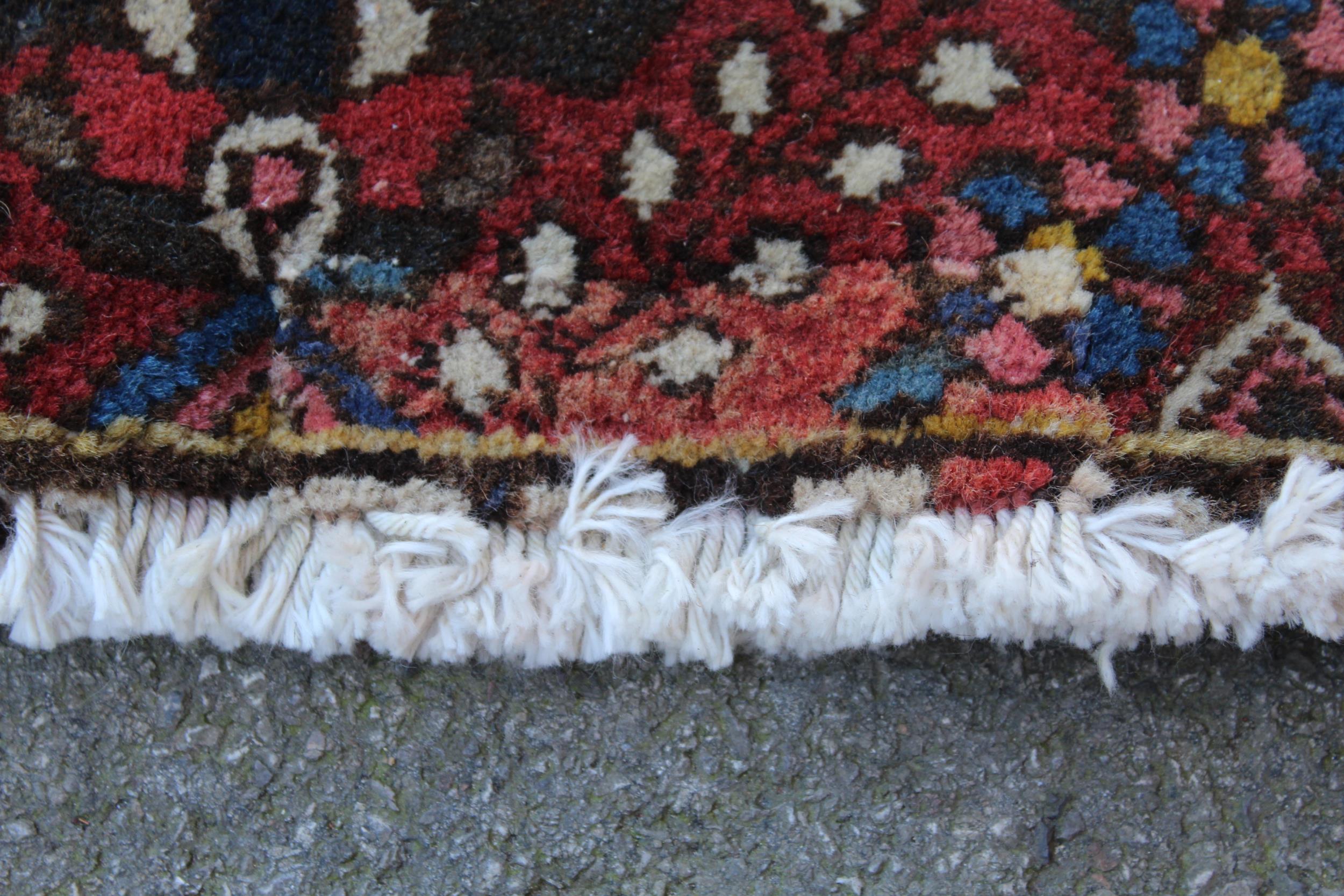Bakhtiari rug with centre medallion and all-over floral design with border (worn), approximately - Image 4 of 4