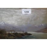 W.J. Buber, early 20th Century watercolour, view of Pitt Lake, British Colombia, 7ins x 10.5ins,