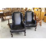 Pair of late 19th or early 20th Century wing armchairs, recently fully re-furbished and