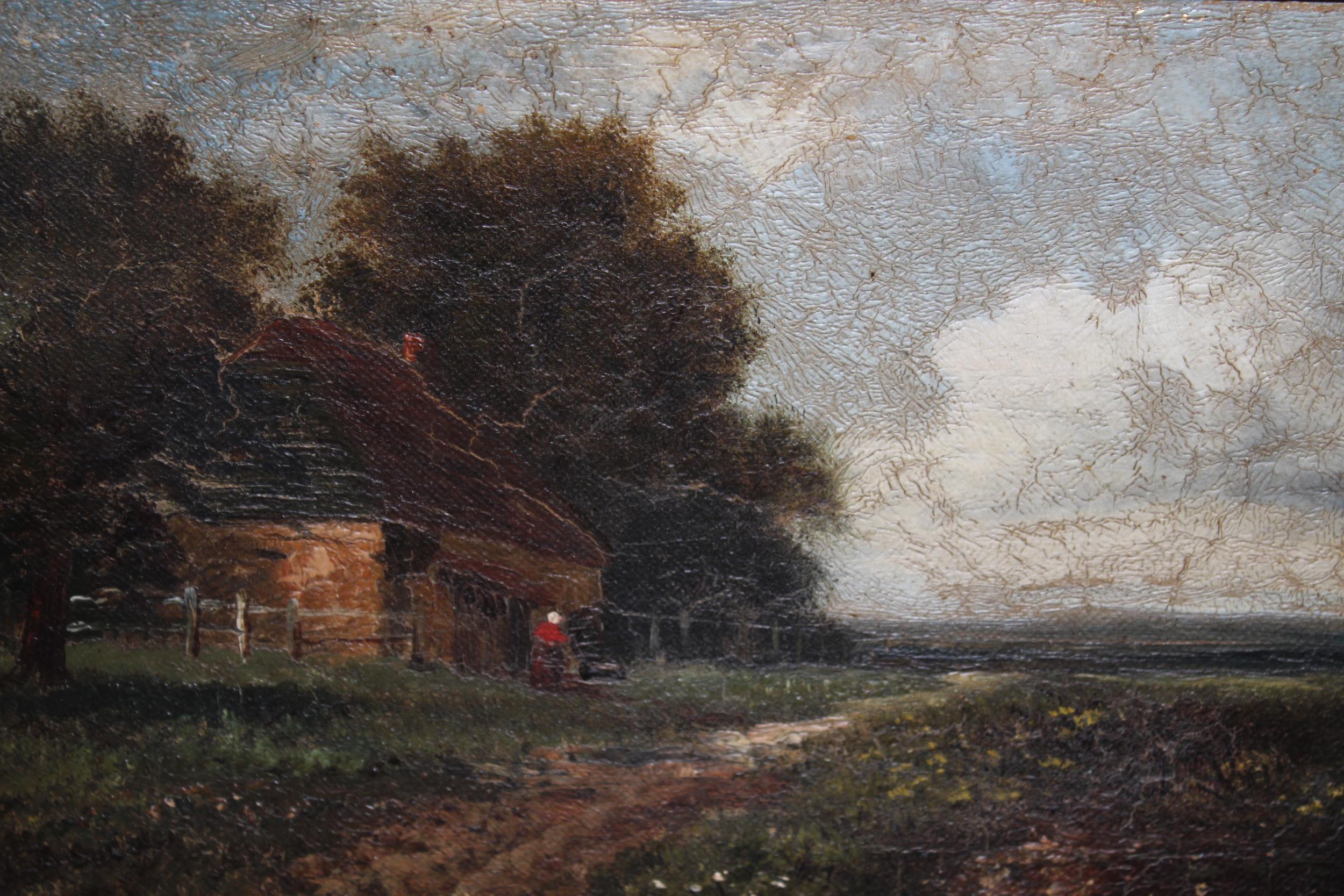 19th Century oil on canvas, figure in a rural landscape, signed J. Thors ? 7.5ins x 11.5ins