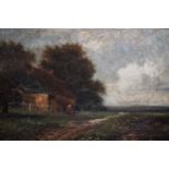 19th Century oil on canvas, figure in a rural landscape, signed J. Thors ? 7.5ins x 11.5ins
