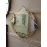 Art Deco circular two colour frameless wall mirror Overall in good condition. No chips or cracks