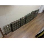 Large collection of various sized copper framed secure window panels, (some at fault)
