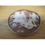19th Century cameo brooch in the form of a classical figure driving a chariot, 55 x 43mm
