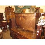 Late 19th / early 20th century mahogany bow fronted side cabinet, having line laid top above two