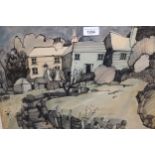 Graham Clarke, ink and watercolour, view of Harbledown (near Canterbury), signed, 12.75ins x 17.