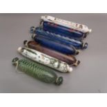Collection of seven various 19th Century glass rolling pins