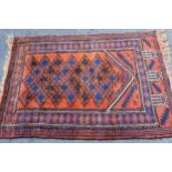 Small Afghan prayer rug, 3ft 8ins x 2ft 8ins approximately