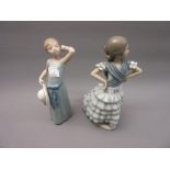 Lladro figure of a Spanish flamenco dancing girl and another Lladro figure of a young girl,