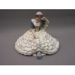 Large Royal Dux figure of a seated lady in crinoline dress Photos attached