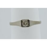 Small platinum and diamond set solitaire ring Ring size P/Q Signs of much wear to the shank. Diamond