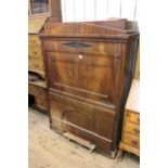 19th Century Biedermeier mahogany escritoire, the moulded top above single drawer and a drop flap