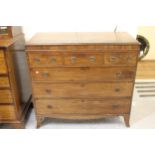 19th Century mahogany straight front chest of three short and three long drawers with circular brass
