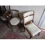 Edwardian mahogany and inlaid tub shaped chair together with a similar nursing chair