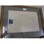 Queen Victoria, a signed military commission document, framed