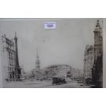 Fred R. Farrell, signed etching inscribed on original label verso, ' Charing Cross, artsts