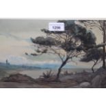 E. Welch, watercolour, Continental landscape with a tree to the foreground, 8.25ins x 13ins, gilt