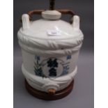 Japanese blue and white pottery Saki bottle converted to a table lamp