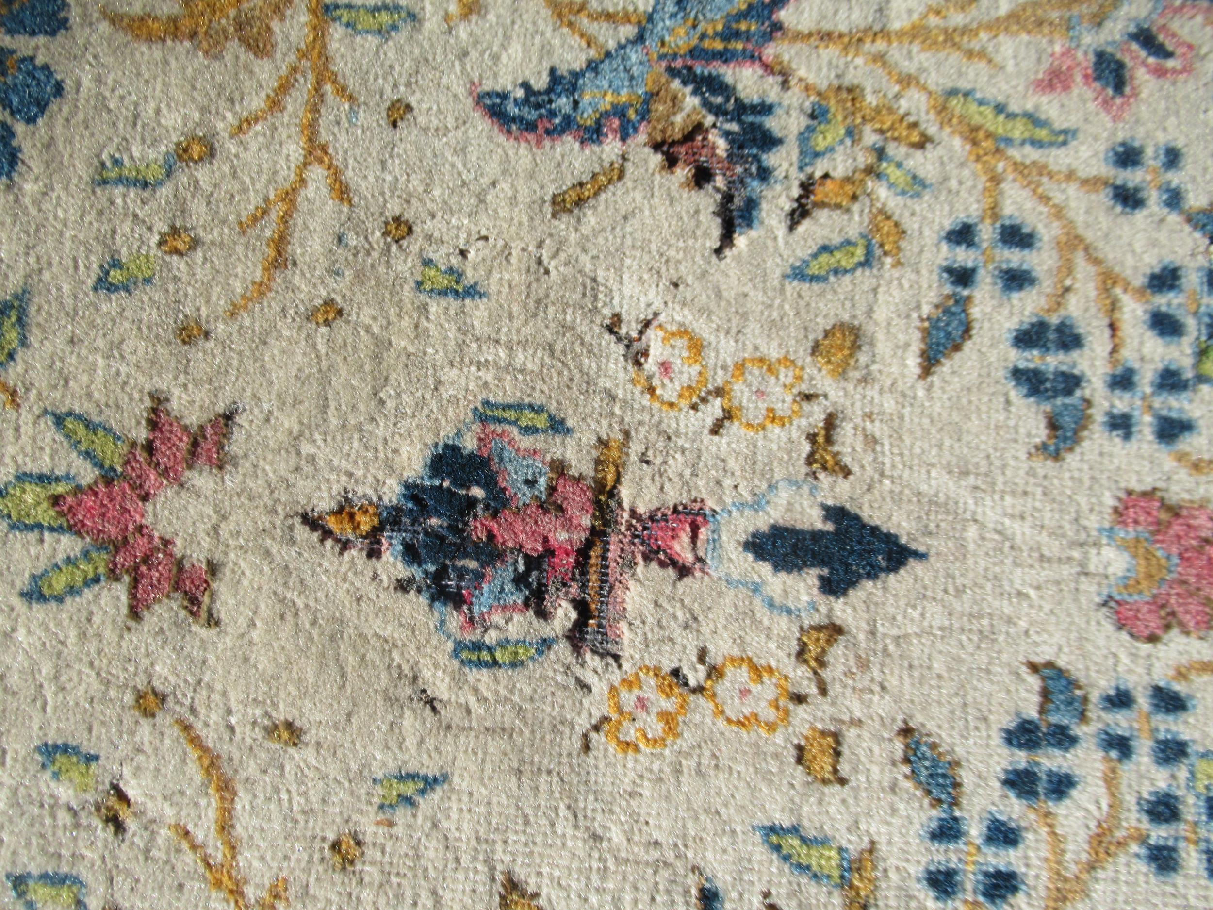 Indo Persian rug of all-over floral and bird design with multiple borders on a beige ground, - Image 9 of 19