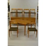 Mid 20th Century teak dining room suite by Bramin of Denmark comprising: a set of six (four plus