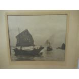 Early 20th Century photograph, view in Hong Kong harbour, signed on the mount ' Geo. Chance ',