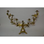 Gilded brass five branch floral encrusted candelabra 19ins high x 25ins wide