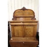 19th Century mahogany chiffonier having galleried shelved backed with carved applied decoration,