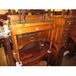 19th Century French fruitwood galleried wash stand, with marble top, single drawer and side towel