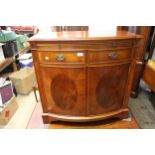 Suite of good quality reproduction drawing room furniture comprising: a bow fronted side cabinet