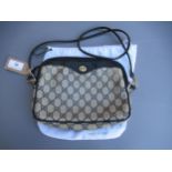 Gucci 1980's blue monogram crossbody / shoulder bag (at fault), with original dust bag Some