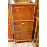 Reproduction yew wood cocktail cabinet, together with a similar corner cabinet