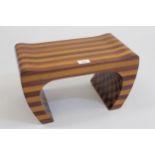 Sebastiao Paiva de Assis, small 20th Century Brazilian laminated and parquetry bench, 16ins wide x