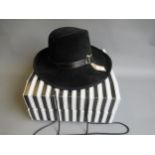 Walter Wright ' The London ' wide brimmed black fur felt fedora hat, complete with original